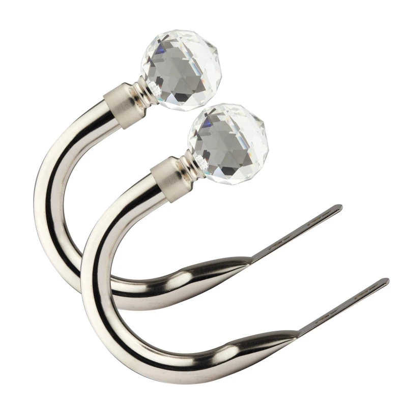 Image of Crystal - Pair of Holdaback Tiebacks with End Finials in Matt Black - Brushed Silver - Emma Barclay TJ Hughes 5050238080997
