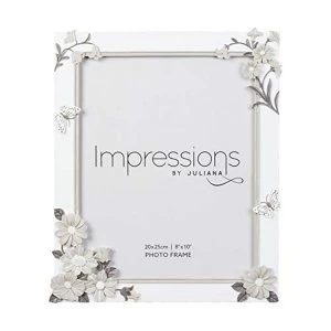 image of 8" x 10" - Impressions White Floral Resin Frame