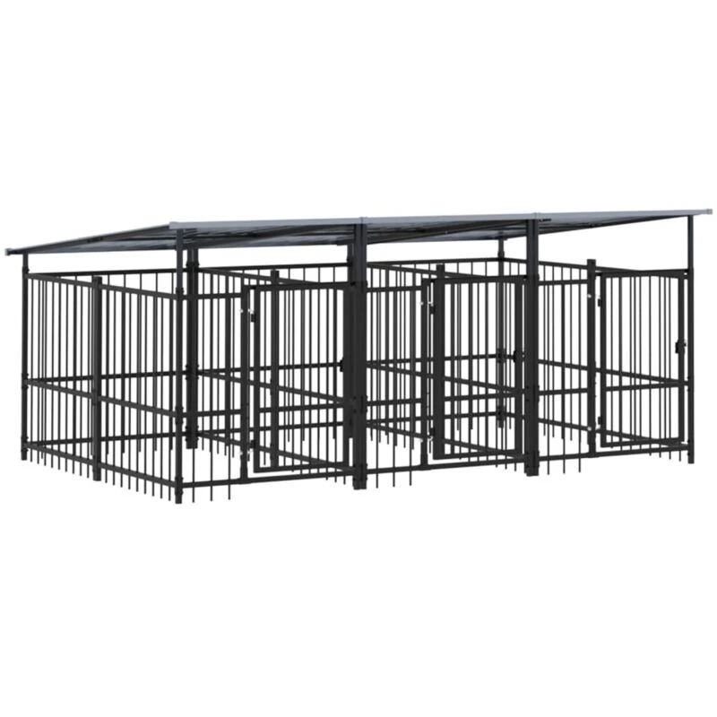 Image of VIDAXL Outdoor Dog Kennel with Roof Steel 5.63 m² Vidaxl 3124590