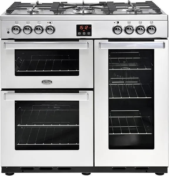 image of Belling 444444069 Cookcentre 90DFT Professional 90cm Dual Fuel Range Cooker - Stainless Steel 444444069 Stainless steel