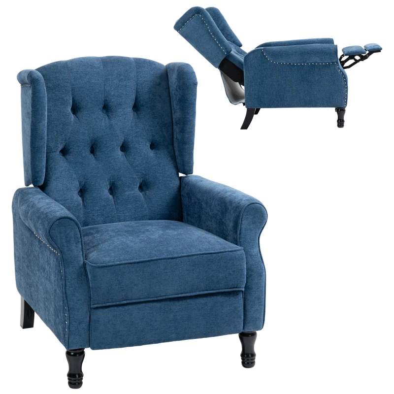 Image of HOMCOM HOMCOM Manual Reclining Armchair Recliner with Footrest Royal Blue Royal Armchair Unisex 5063603056626