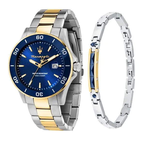 Image of Maserati R8873600007 Competizione Two Tone Watch And Bracelet Set - W81250