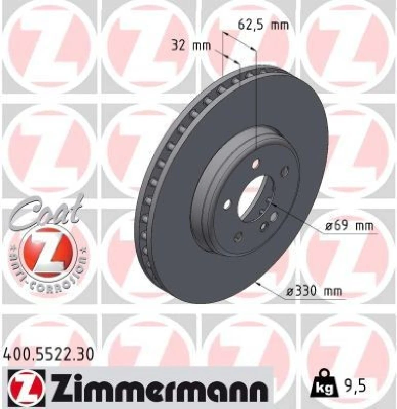 Image of ZIMMERMANN Brake disc ZIMMERMANN 400.5522.30
