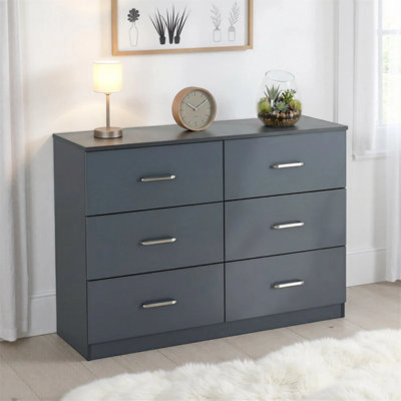 Image of Seconique Dakota 6 Drawer Chest - Dark Grey 100-102-217