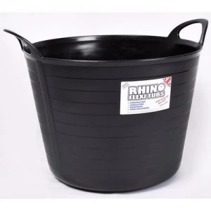 Image of Rhino 40 Litre Heavy Duty Flexi Flexible Garden Container Storage Bucket Tub - Black