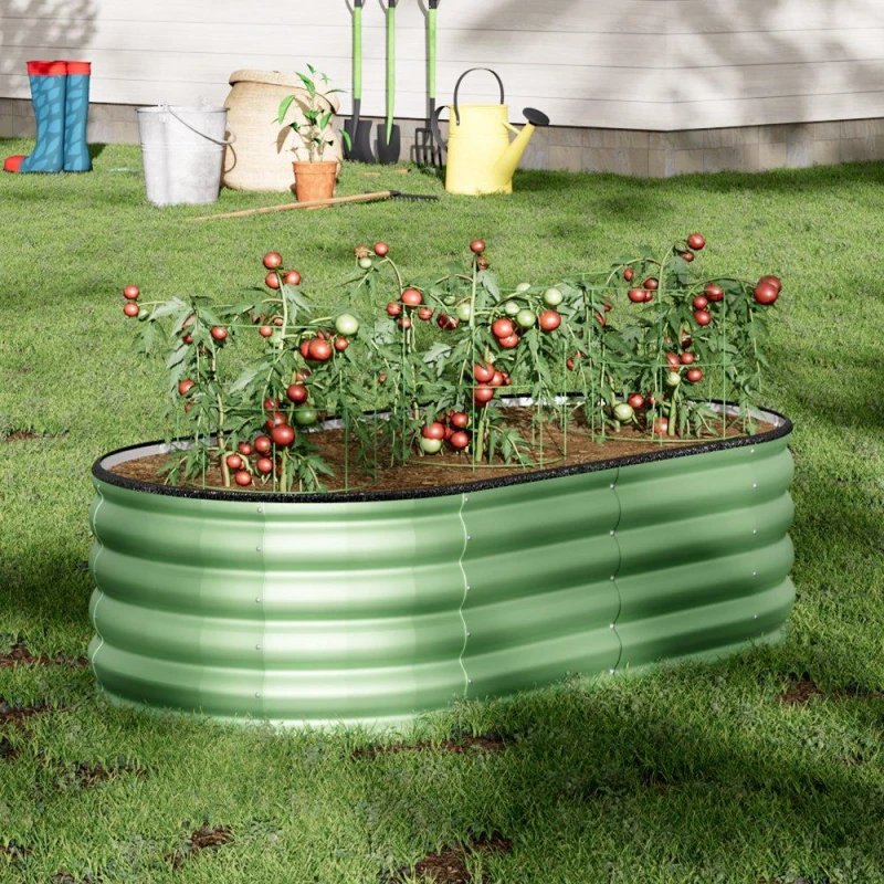 Image of Breeins 160cm Oval-shaped Raised Garden Bed Light Green Green M