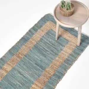 Image of Homescapes - Veranda Grey and Nude Hemp Chindi Rug, 66 x 200cm - Grey