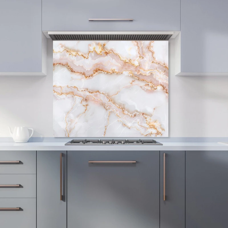 Image of Warren Reed - Designer Peach Quartz Effect Kitchen Splashback Size: 600mm x 750mm Peach Unisex 600mm x 750mm