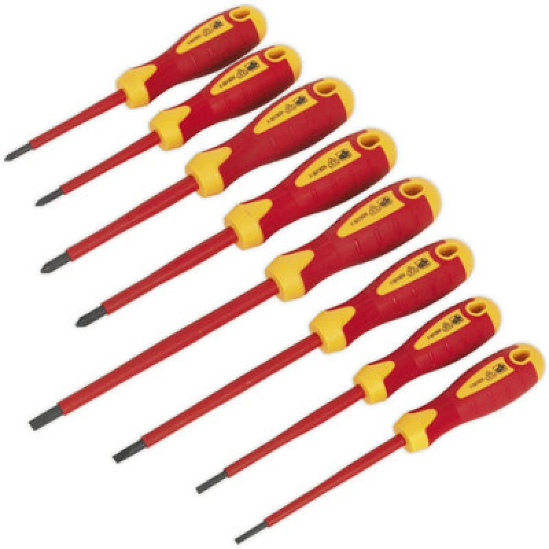 Image of Loops 8 PACK VDE Screwdriver Set - 1000V AC Shock Proof Insulated Shafts Comfort Grip Multi