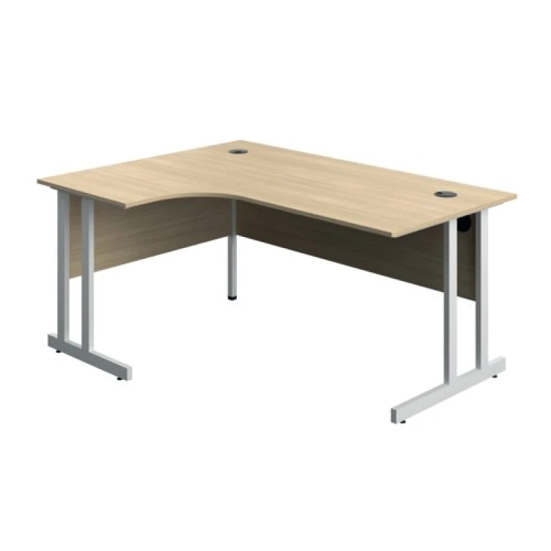 Image of Serrion Twin Upright Left Hand Corner Desk 1600x1200x730mm Oak/White KF800308