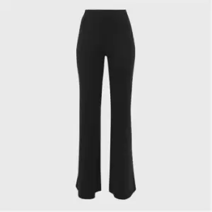 Image of Missguided Rib Wide Leg Trousers - Black