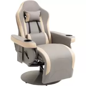 Image of Manual Recliner Armchair pu Sofa Chair w/ Footrest & 135° Reclining - Grey - Homcom