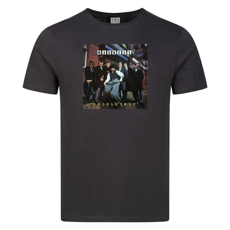 Image of Amplified Mens Absolutely Madness T-Shirt in Charcoal Size: Large Charcoal Male L
