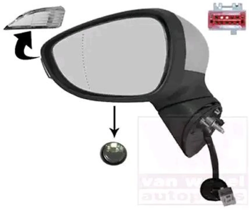 Image of VAN WEZEL 1808825 Wing mirror * HAGUS * Left, Heatable, primed Outside Mirror (50)