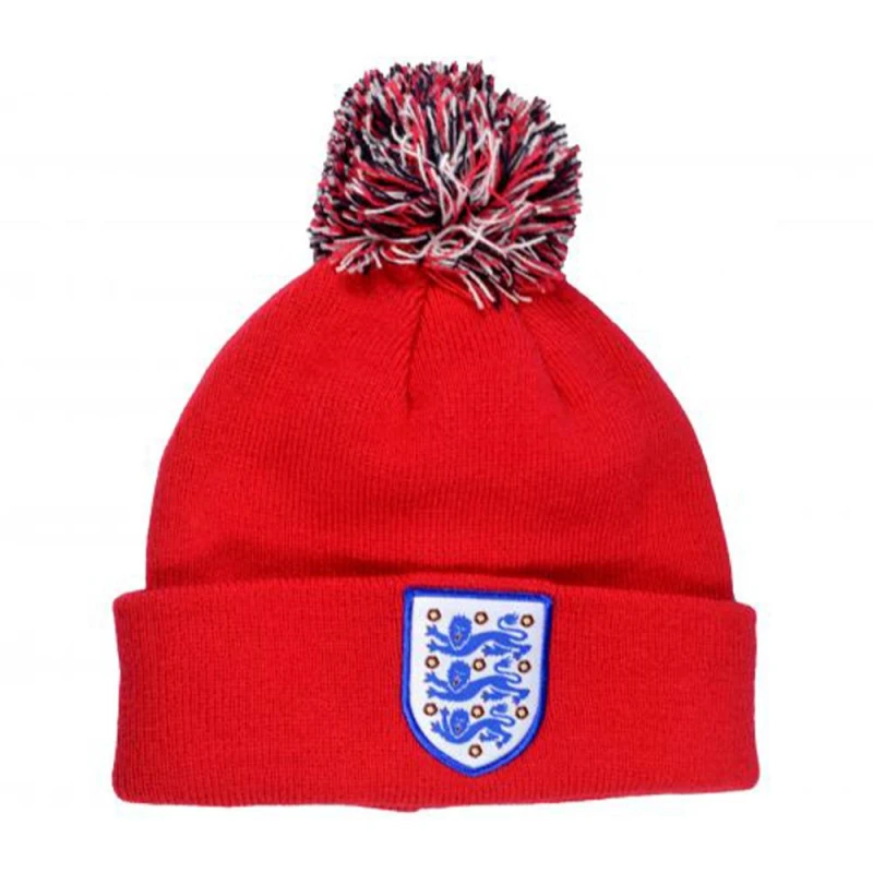 Image of England FA Mens Bobble Knitted Beanie in Red Red Male One Size