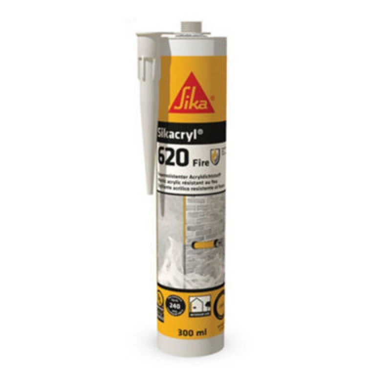 Image of Sika Sikacryl 620 Fire Resistant Acrylic Silicone Sealant Grey, 380Ml - Up To 4 Hours Fire Protection - For Internal Walls & Floor