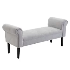 image of HOMCOM Linen Upholstered Bed-End Ottoman Grey 1,320 x 455 x 580 mm