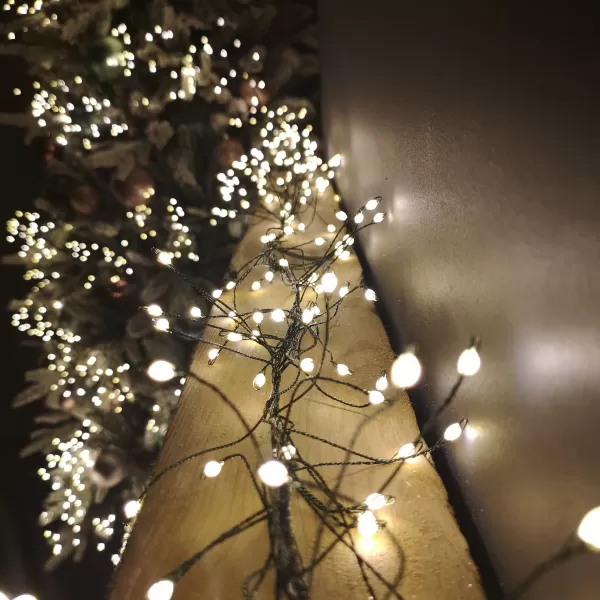 Image of 5.4m Warm White LEDs Green Garland Wire Light Christmas Decoration with Timer