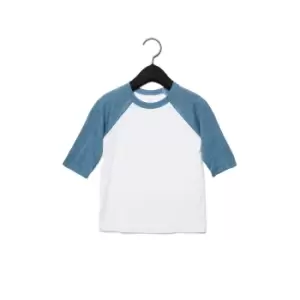 Image of Bella + Canvas Youths 3/4 Sleeve Baseball T-Shirt (L) (White/Denim)
