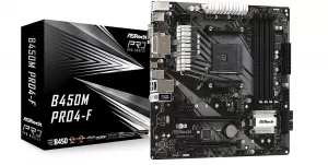 image of ASRock B450M Pro4F AMD Socket AM4 Motherboard