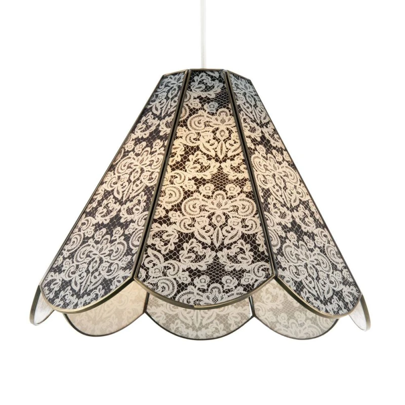 Image of Happy Homewares Classic Traditional White Floral Glass Pendant Ceiling Lighting Shade Multicolor Unisex