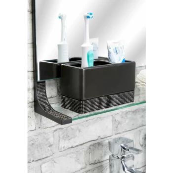 image of Sparkle Black Ceramic Toothbrush Tidy Holder - Black