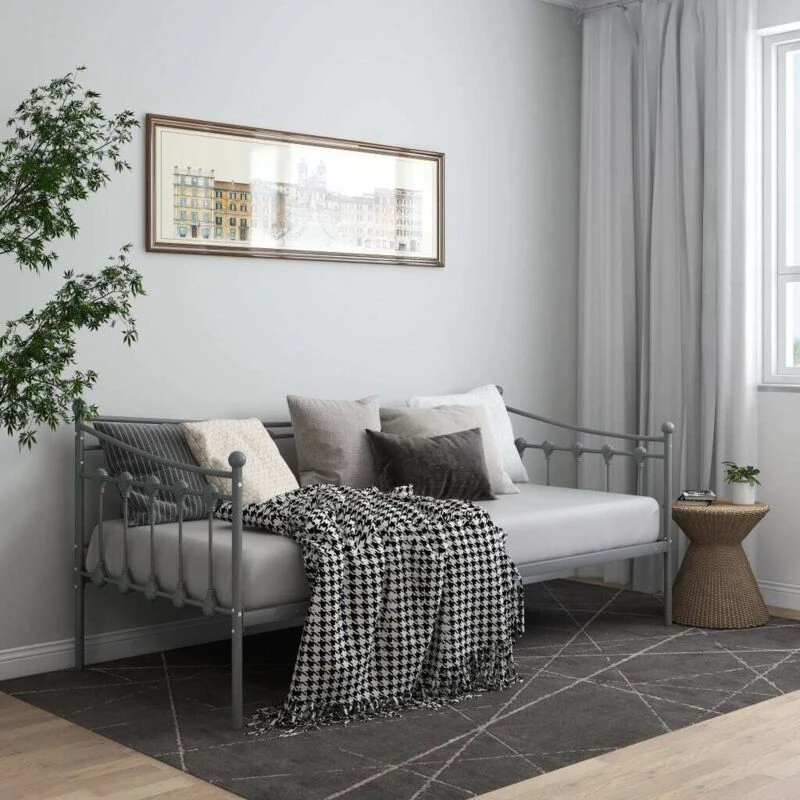 Image of VIDAXL Sofa Bed Frame without Mattress Grey Metal 90x200cm Vidaxl 8720286195536