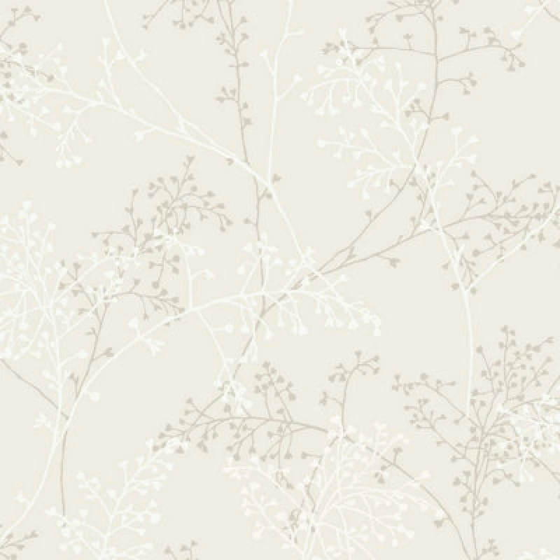 Image of Grandeco Taranto Delicate Sprig Blown Vinyl Wallpaper, Cream