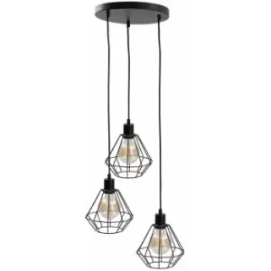 image of Keter Foskal Cluster Pendant Ceiling Light Black, 32cm, 3x E27