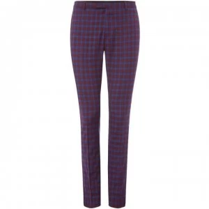 image of Label Lab Adams Skinny Fit Tartan Check Suit Trousers - Red