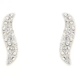 image of Ladies Karen Millen Silver Plated Pave Crystal Wave Stud Earring