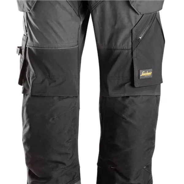 image of Snickers FlexiWork Work Trousers+ Holster Pockets - Steel Grey/Black - 256