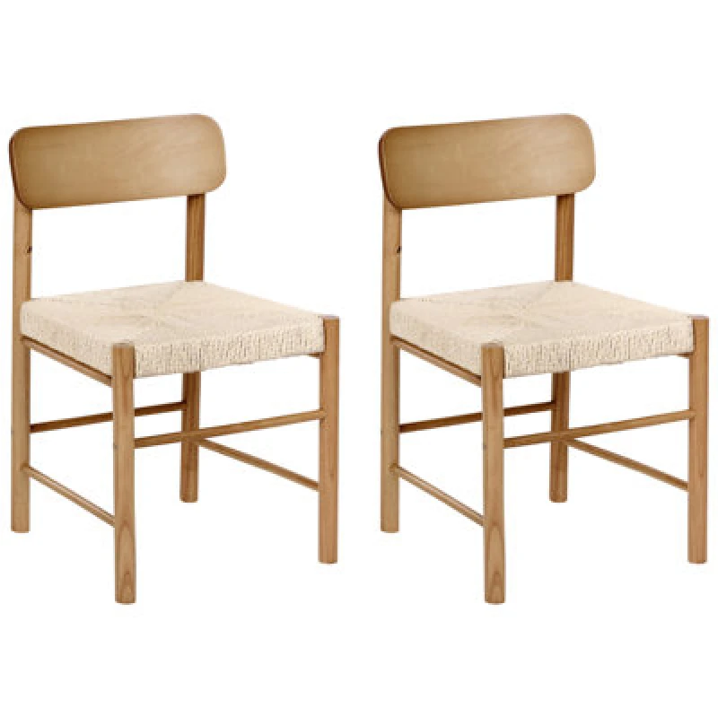 Image of Beliani Set Of 2 Dining Chairs Digne Wood Brown