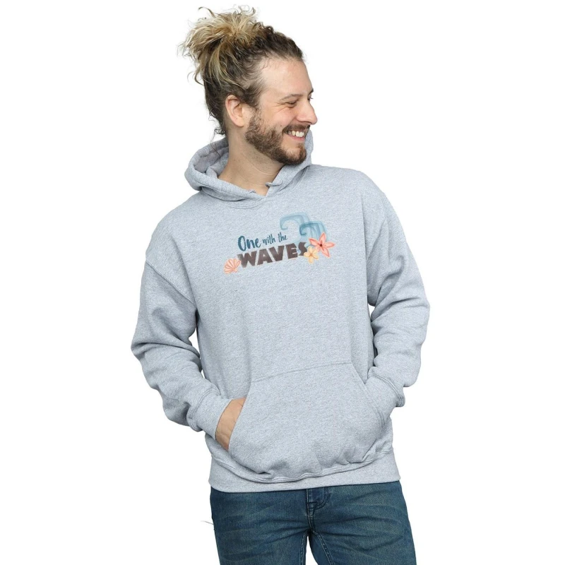 Image of Disney Men Moana One With The Waves Hoodie in Grey Size: large Grey L Male 5057955982511