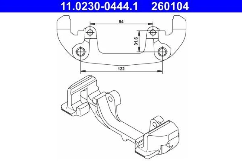 Image of ATE 11.0230-0444.1 Caliper Bracket Carrier,brake caliper (1009)