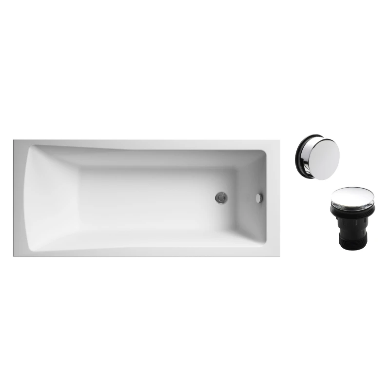 Image of Balterley Square Single Ended Bath and Chrome Waste 1700 x 700mm Silver