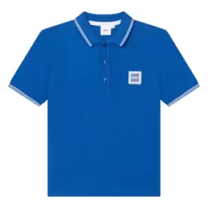 Image of Boss Kids Boys Tipped Collar Polo Shirt In Blue - Size 10 Years