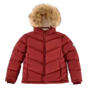 image of SoulCal 2 Zip Bubble Jacket Junior Girls - Red