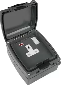 Image of Theben / Timeguard Grey 1 Gang Plug Socket, 1 Pole, 13A, Type G - British