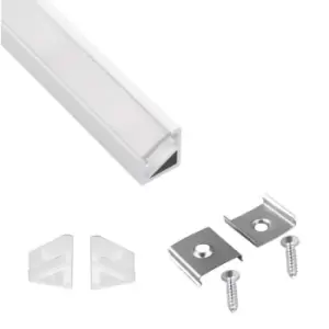 image of Moderix Aluminium Profile Corner 2m for LED Lights Strip Opal Cover - White, Pac