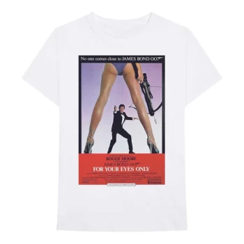 Image of James Bond 007 - For Your Eyes Poster Unisex Large T-Shirt - White