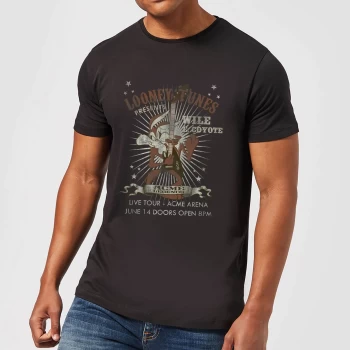 Image of Looney Tunes Wile E Coyote Guitar Arena Tour Mens T-Shirt - Black - XS