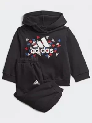 Image of adidas Badge Of Sport Graphic Jogger, Black/White, Size 0-3 Months