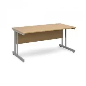 Image of Momento straight desk 1600mm x 800mm - silver cantilever frame and oak
