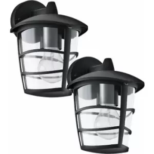 Image of 2 PACK IP44 Outdoor Wall Light Black Modern Lantern 1x 60W E27 Porch Lamp