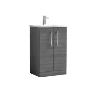 image of Nuie Arno 500mm Floor Standing 2 Door Vanity & Basin 4 Anthracite