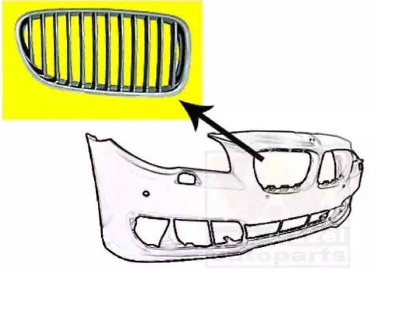 Image of VAN WEZEL 0619512 Radiator Grill Right, chrome/black, chrome Radiator Grille (472)