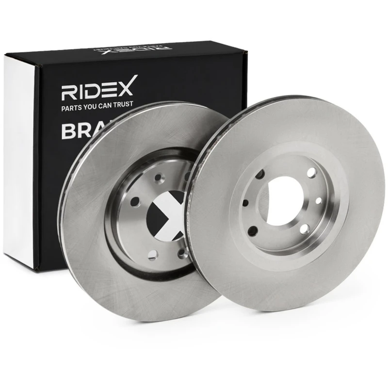 Image of RIDEX 82B0556 Brake disc Front Axle, Vented, Cast Iron, Uncoated, Untreated, without bolts/screws Cast Iron Brake Disc (82)