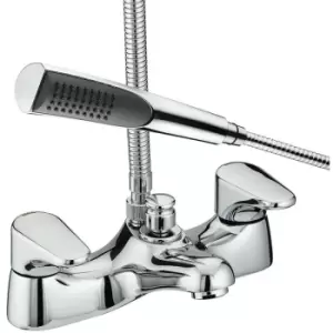 image of Jute Bathroom Chrome Bath Shower Mixer Tap + Shower Head Deck Mounted - Bristan