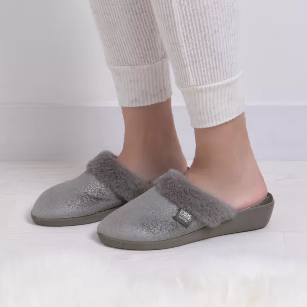 Isotoner Sparkle Velour Heeled Mule Grey